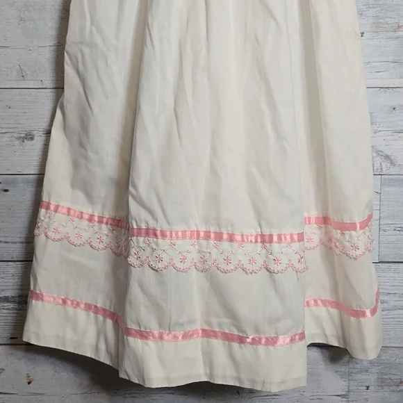 Vintage 1970's Candi Jones California White Pink Prairie Dress - Picture 4 of 11